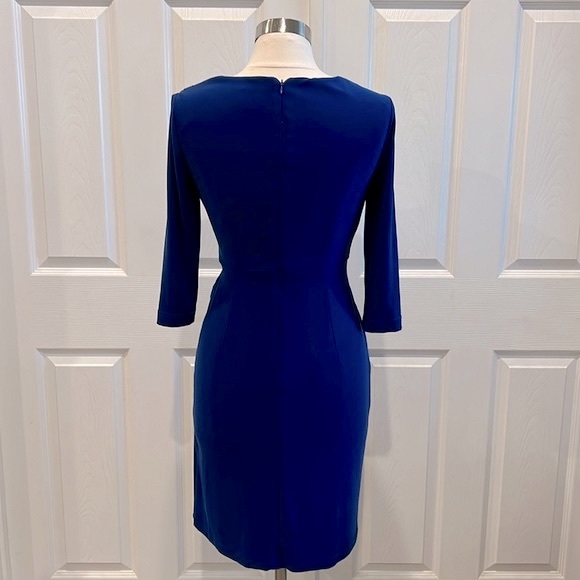ADRIANNA PAPELL Royal Blue Twist Side Gathered Dress - Picture 5 of 13